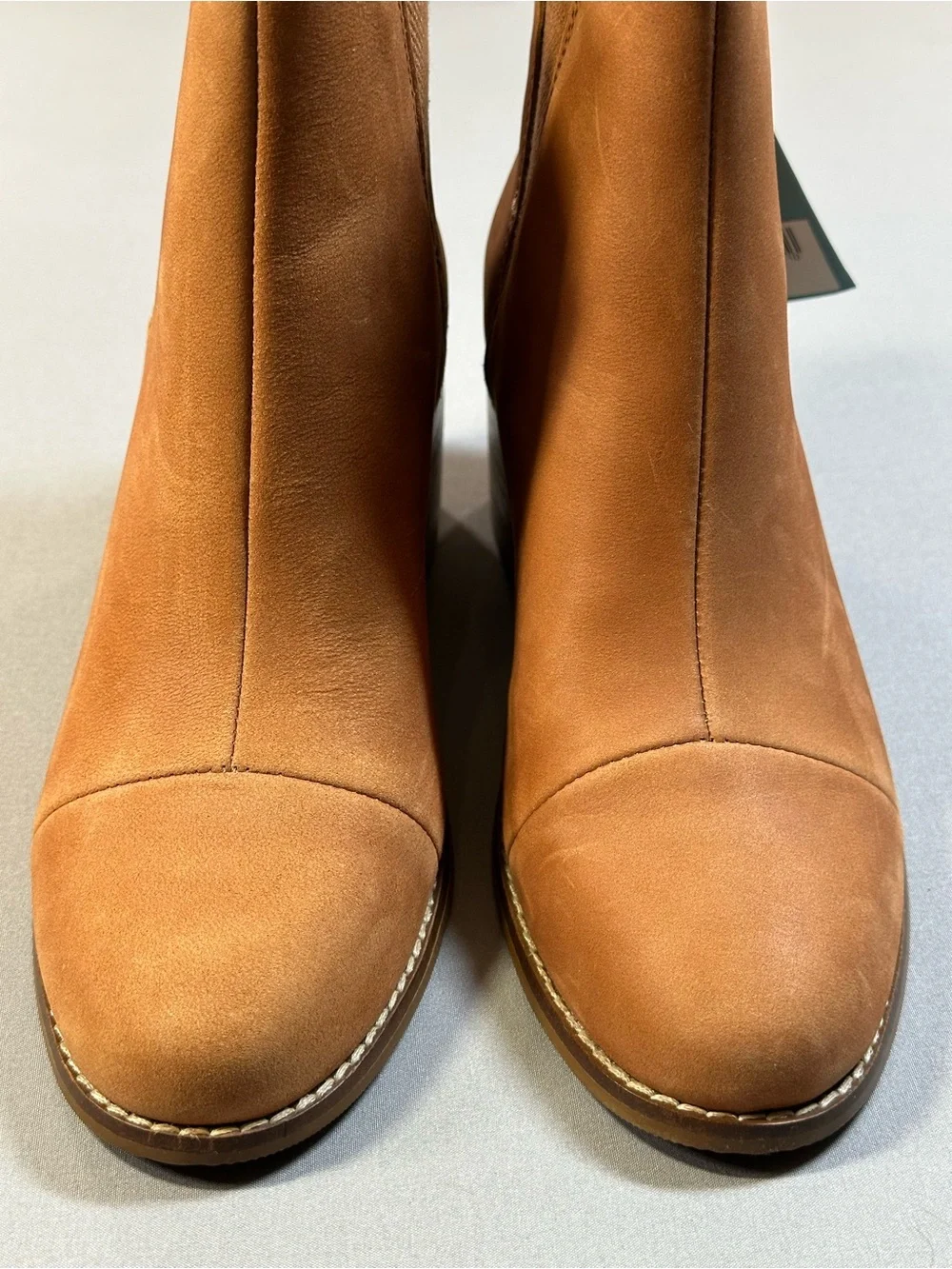 NWT Toms Esme Slip-On Boot, Stacked Heel, Tan Leather - Womens 7